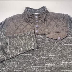 GOAT USA Large Black Gray Snap Button Long‎ Sleeve Quilted Pullover Sweater